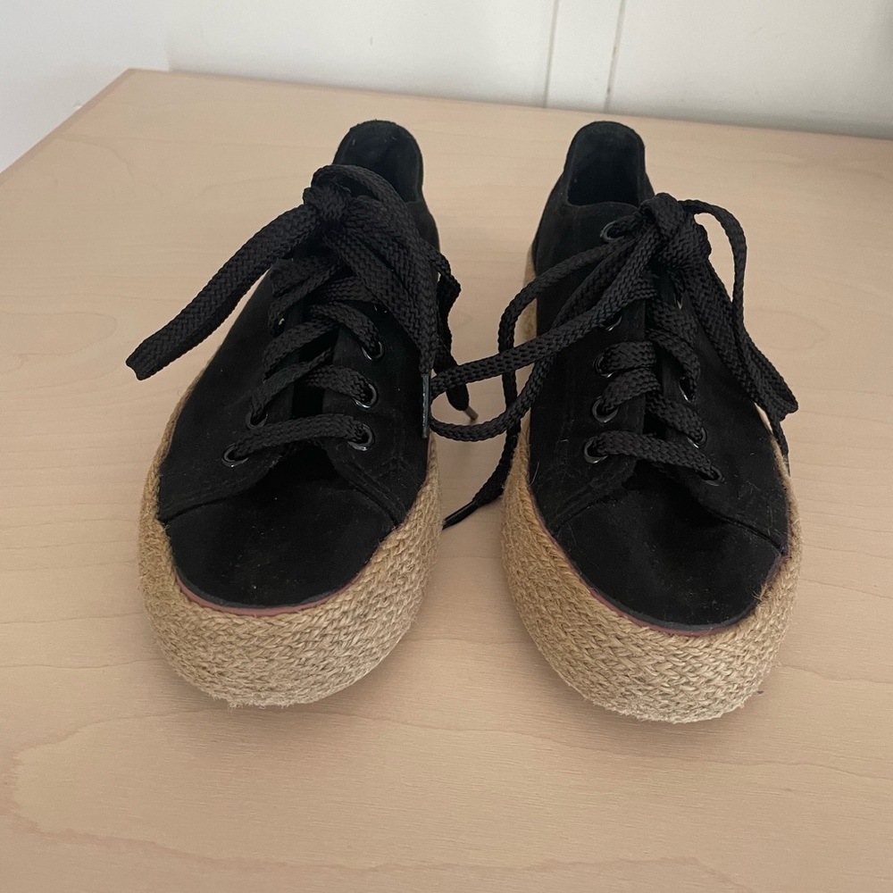 Casual Black Espadrille Platform Sneakers sz 37